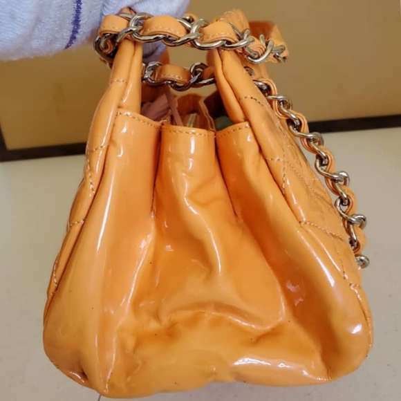 CHANEL Orange Patent Mademoiselle Bowling … - Picture 8 of 14